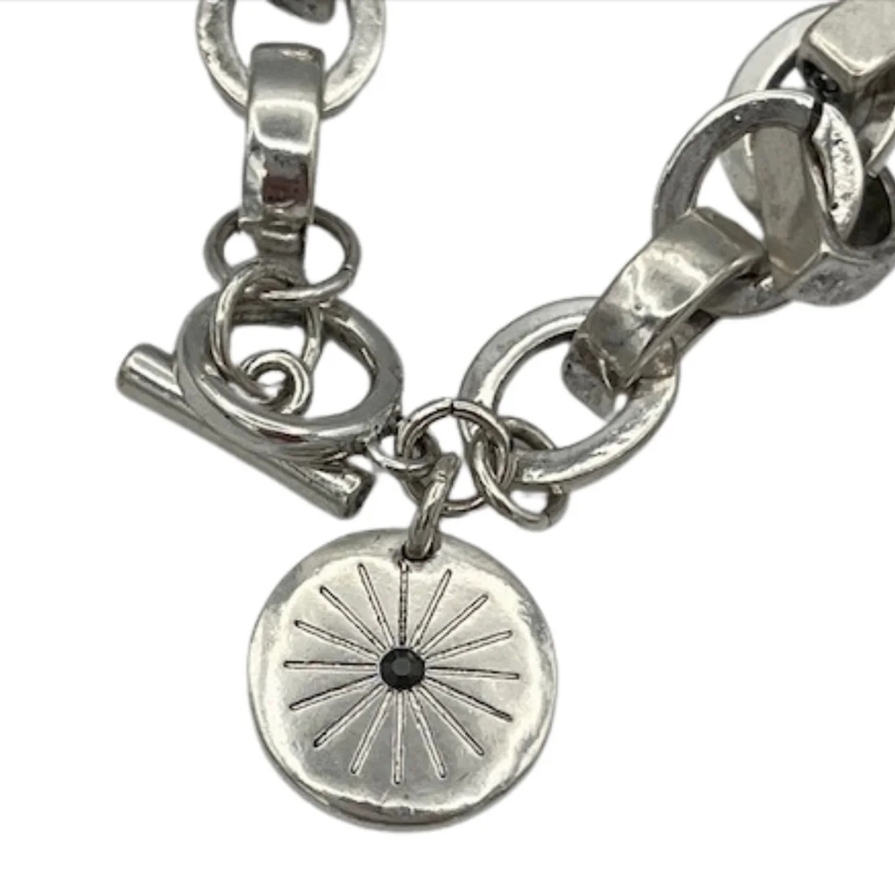 Elegant Silver Bracelet with Black Accent
